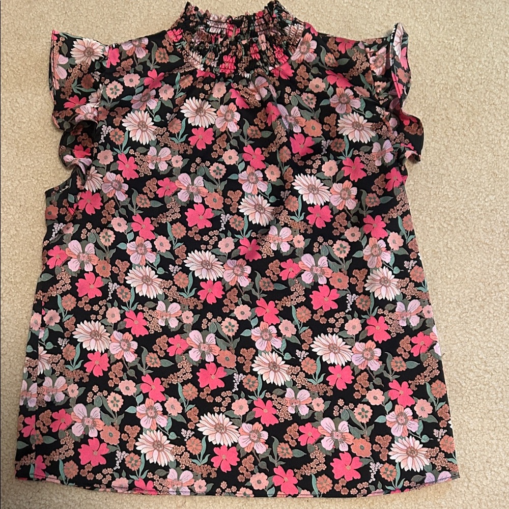 Eesome Floral Blouse - Pink and Black